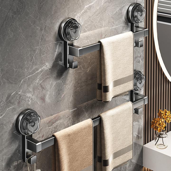 壁挂式吸盘式单杆毛巾架浴室卫生间墙上免打孔挂杆洗澡间架子