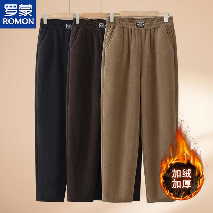 罗蒙品牌妈妈装外穿保暖棉裤中老年人松紧腰长裤冬装加绒加厚女裤
