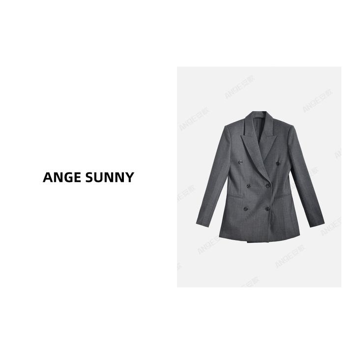 ANGE SUNNY【ROW极简羊毛西装】时尚新款 翻领双排扣气质百搭外套