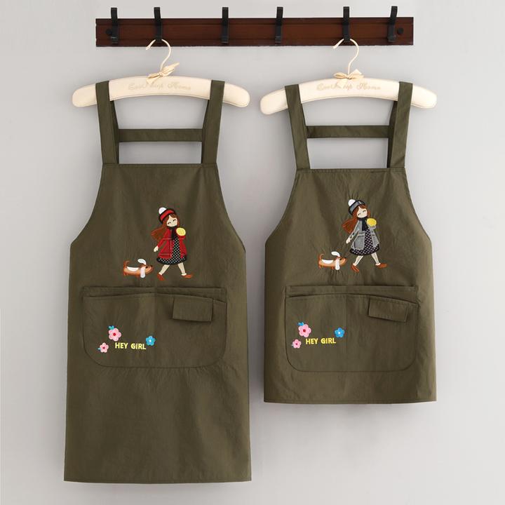 背带围裙厨房家用透气防泼水夏季新款餐饮美甲水果店韩版工作服女