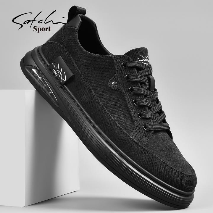 沙驰板鞋男款2025新款冬季潮流百搭运动休闲鞋子男鞋黑色帆布鞋男