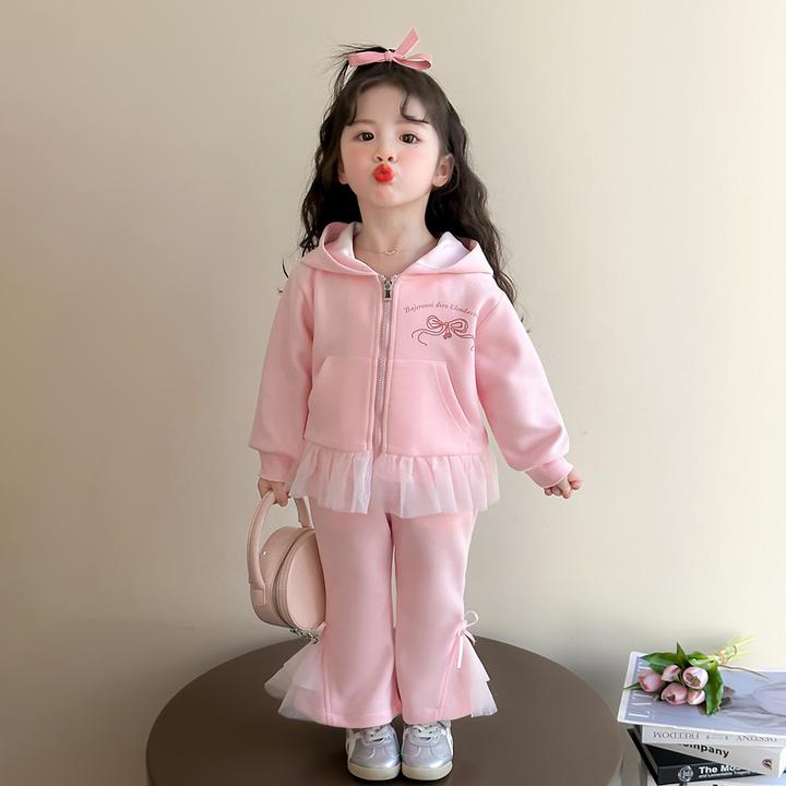 女童春季休闲套装2025新款女宝宝时髦洋气连帽卫衣儿童春装两件套
