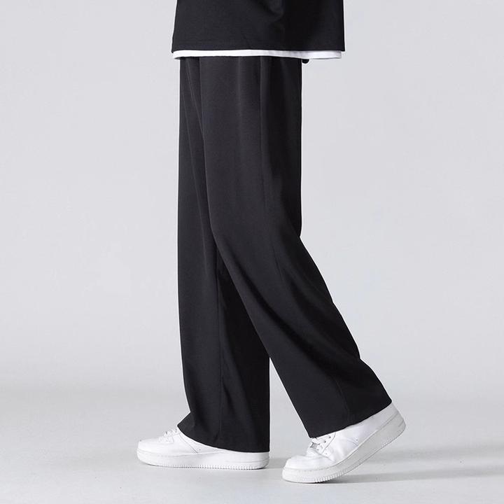 GS夏季薄款透气纯色休闲裤男款时尚潮牌宽松速干垂感百搭直筒裤子