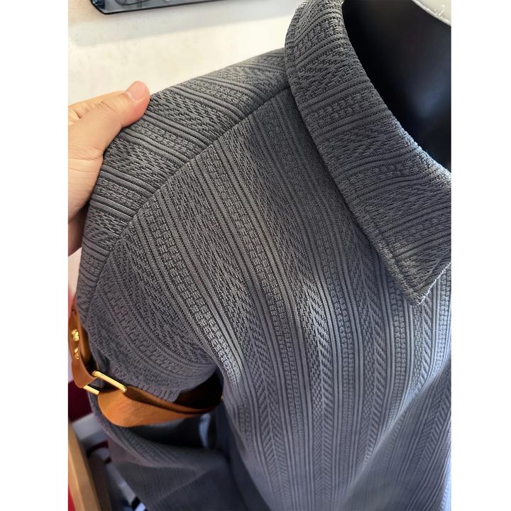 麦穗纹美式长袖polo衫男款秋季潮牌高级感v领t恤重磅内搭打底卫衣