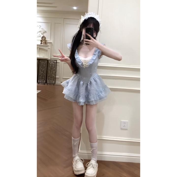 春日限定2025春夏小众设计飞飞袖连衣裙