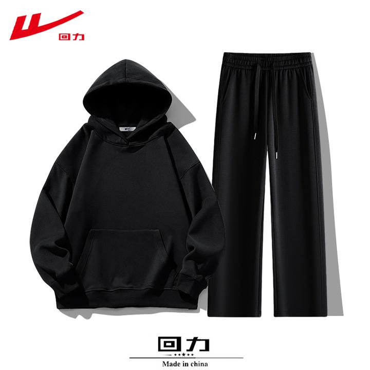 回力秋冬季多巴胺休闲卫衣长裤百搭运动薄款加绒两件套装女潮牌
