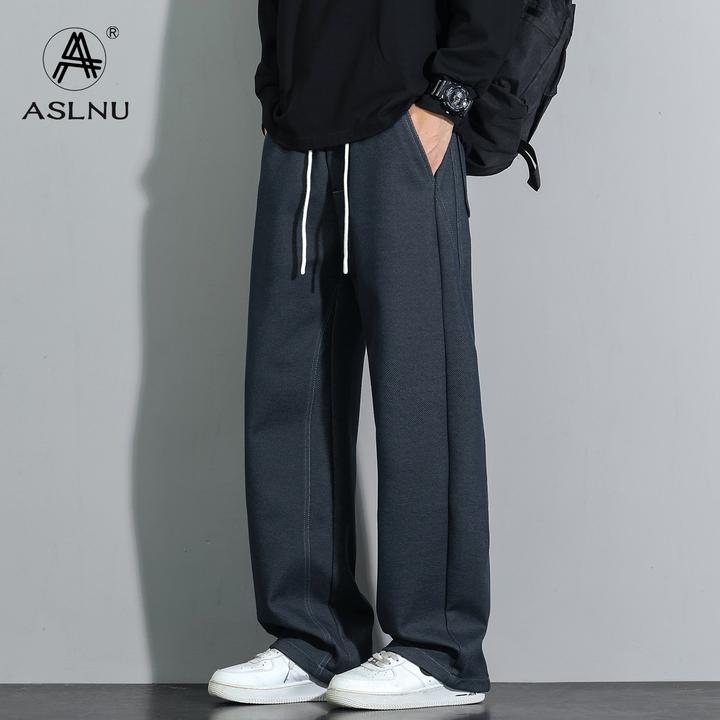 美式垂感弯刀裤男款直筒阔腿香蕉裤子宽松运动卫裤秋季重磅休闲裤