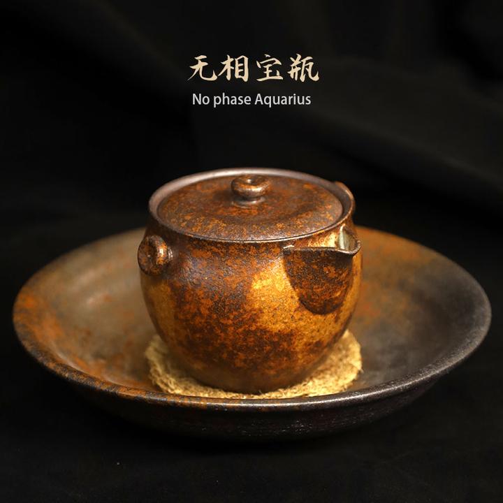 宜兴紫砂还原烧手抓壶无相宝瓶盖碗复古泡茶壶便携户外功夫茶具
