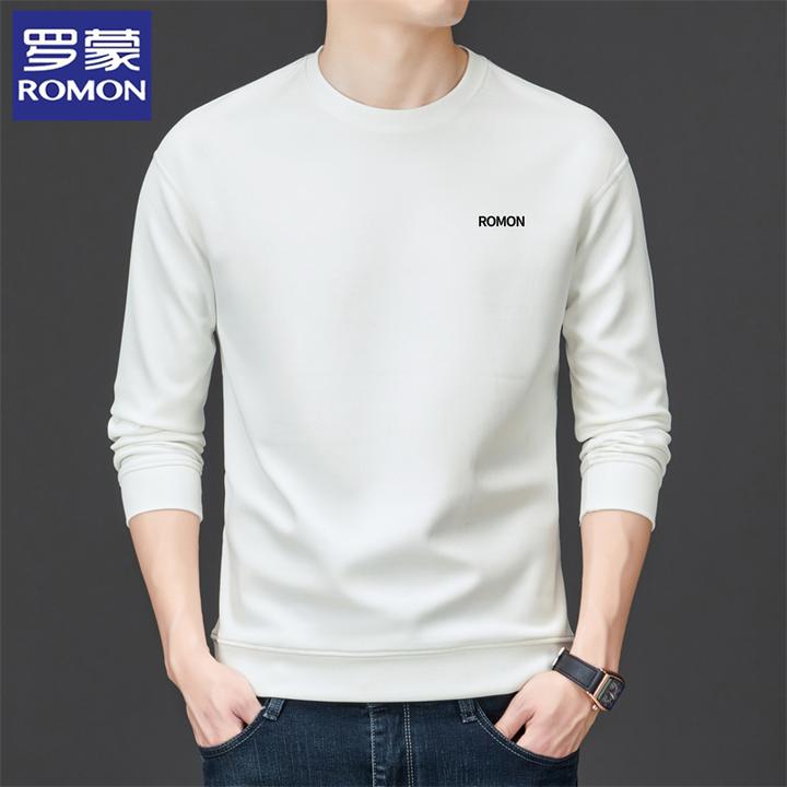 罗蒙卫衣男春秋季2025新款男士套头圆领上衣红色休闲宽松长袖T恤