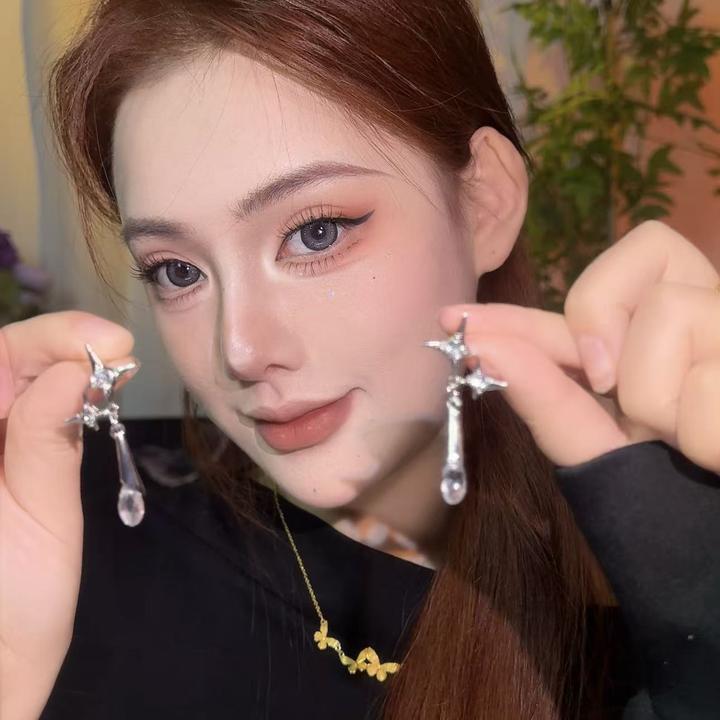 合金耳饰 星芒十字架耳环百搭时尚简约气质夏季氛围感小众设计感