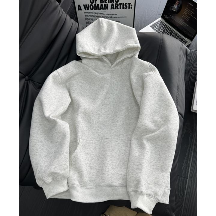 花灰色重磅卫衣男款秋冬季高级感潮牌美式硬挺连帽衫宽松情侣外套