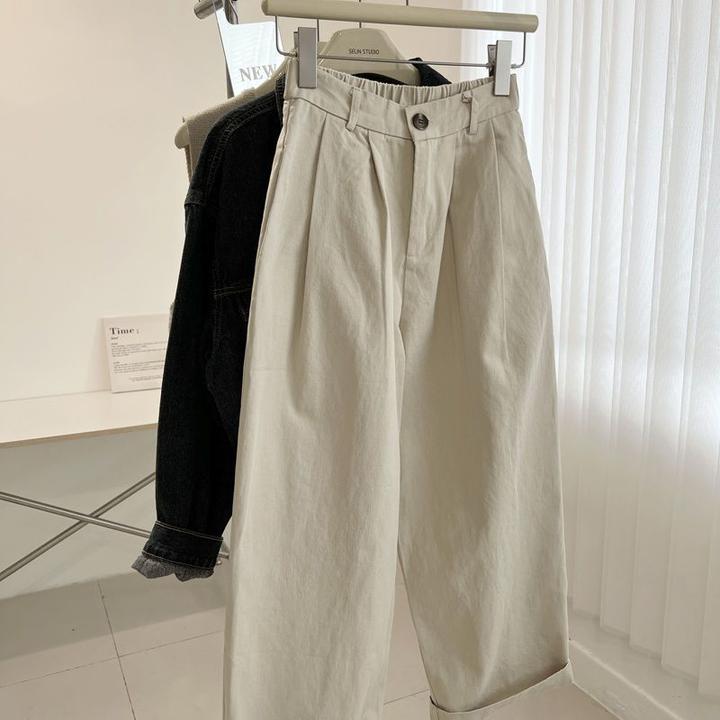 日系窄版薄款九分裤阔腿裤新款高腰宽松百搭时尚裤子显瘦直筒裤女