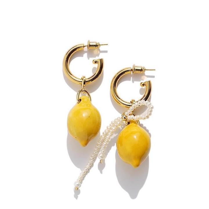 明星同款黄色柠檬之恋耳环意大利索伦托海边度假小众精