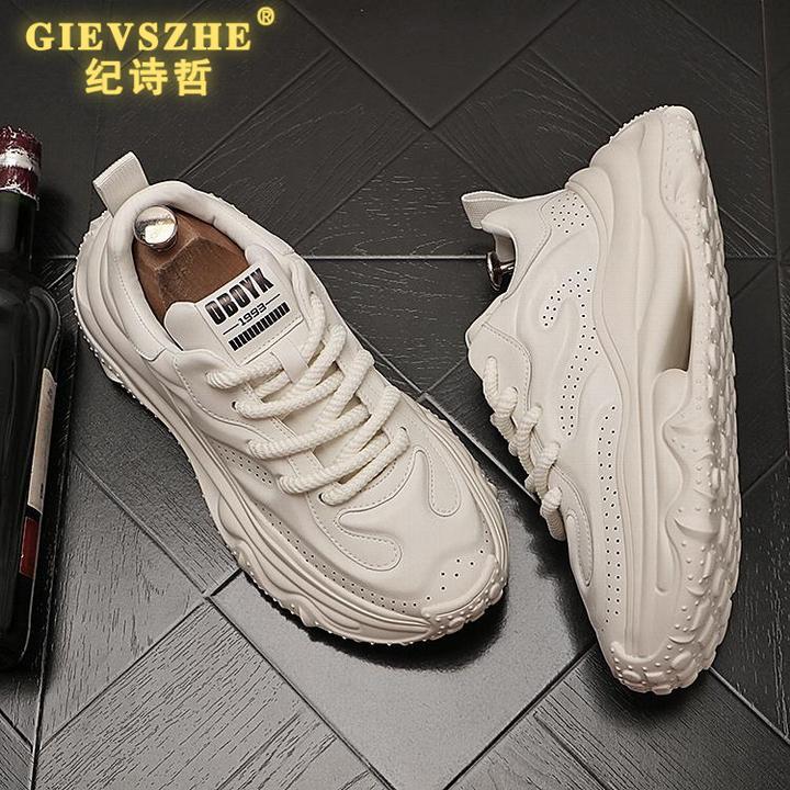 纪诗哲高端老爹鞋男士白色个性休闲鞋子夏季轻奢增高透气运动男鞋