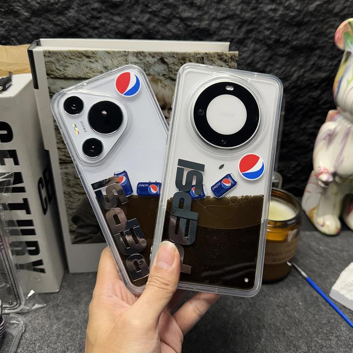 华为mate60pro创意漂浮可乐瓶汽水流沙17手机壳p70pro/苹果16pro