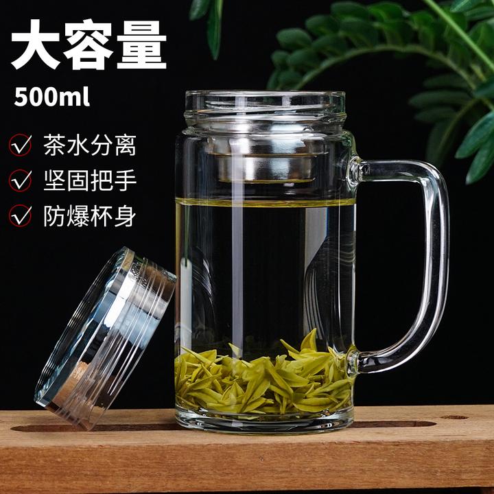 玻璃杯带把手办公室高硼硅水杯大容量家用喝水男士商务喝水茶杯子