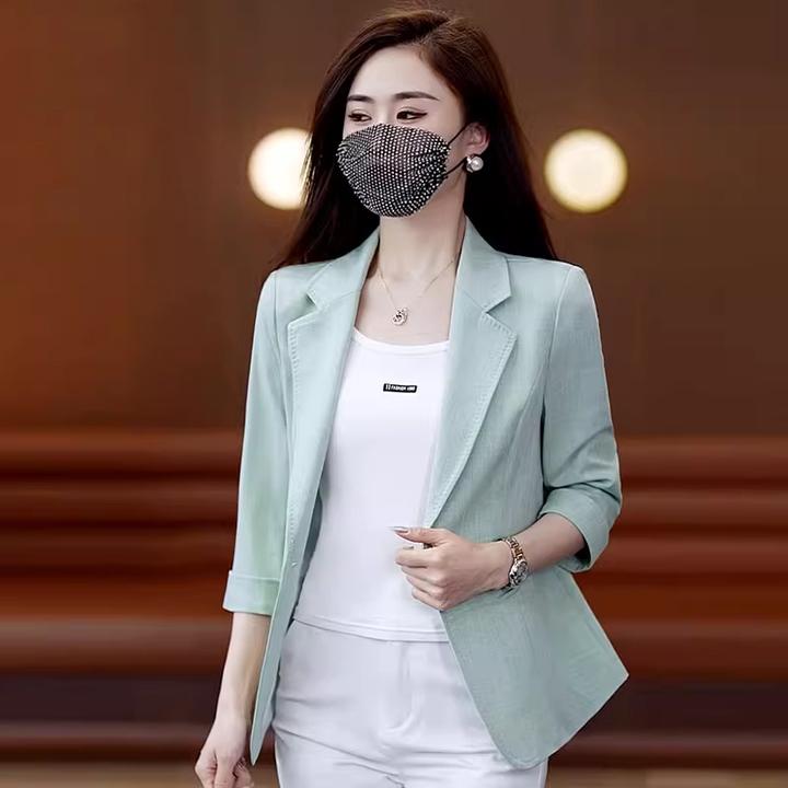 气质西服短外套女2025年春夏季新款洋气百搭职业显瘦七分袖小西装