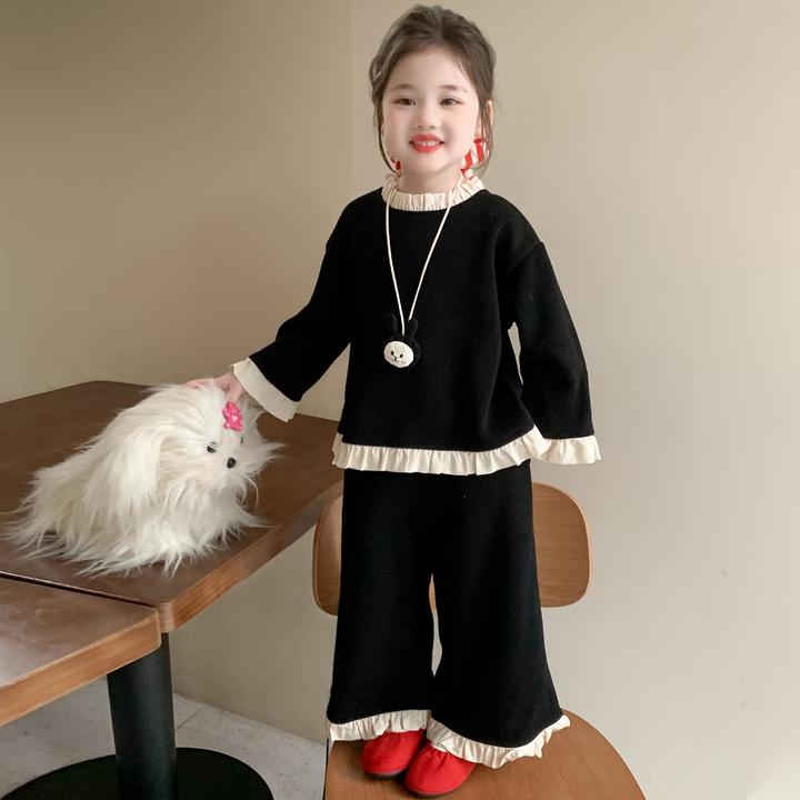 女童洋气宽松小香风休闲套装春秋季女宝宝2025新款森系卫衣两件套
