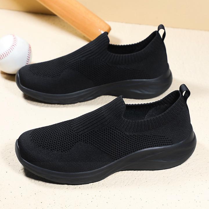 德国轻奢纯黑色男鞋夏季透气上班工作软底轻便一脚蹬懒人帆布鞋男