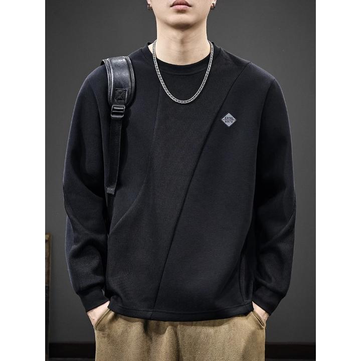 MR.MUDI/穆迪先生秋季美式休闲纯色简约卫衣男圆领套头宽松上衣潮