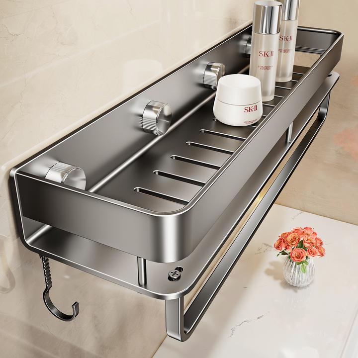 新款浴室置物架卫生间免打孔墙上壁挂洗澡间洗漱台太空铝收纳架子