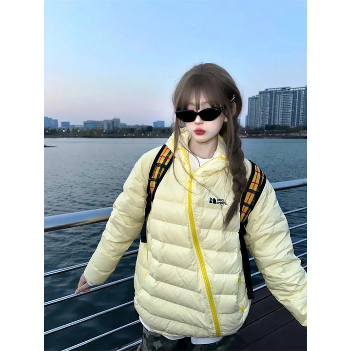 国潮牌时尚拉链连帽保暖轻薄排骨棉服男女冬季休闲百搭户外棉衣