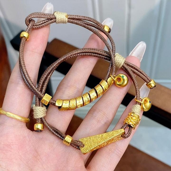 钨金手链 吉言手链编绳手工可调节手串女款男款情侣暴富纳财