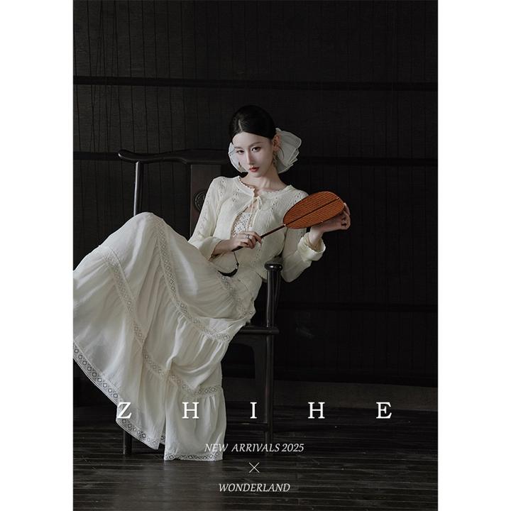 无艳一禾【香雾白栀】设计感莱赛尔亚麻针织衫+醋酸羊毛花边半裙