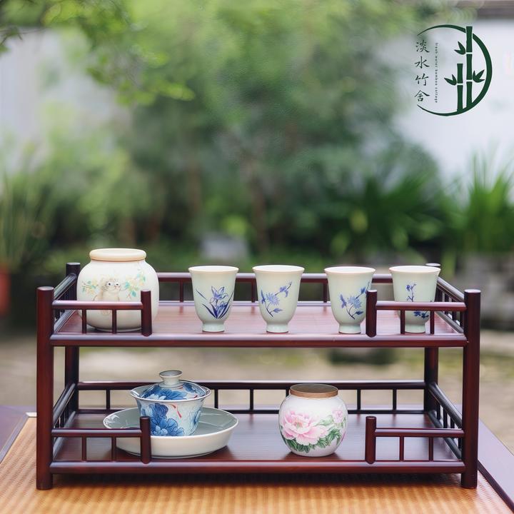 「两层琼楼」茶器文玩博古架收纳架茶具中式手工茶道书房家用壶架