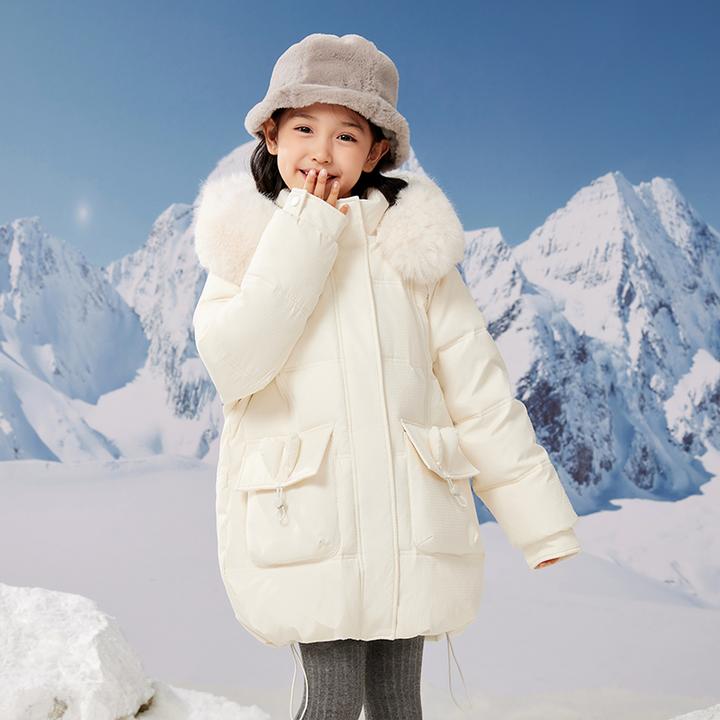 正品女童羽绒服中长款中大童2025新款女孩洋气加厚儿童外套冬装