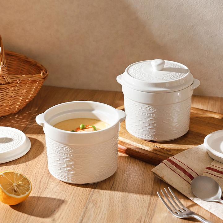 舍里陶瓷炖盅蒸蛋碗防烫带盖隔水家用瓦罐汤燕窝蒸盅炖罐小汤盅