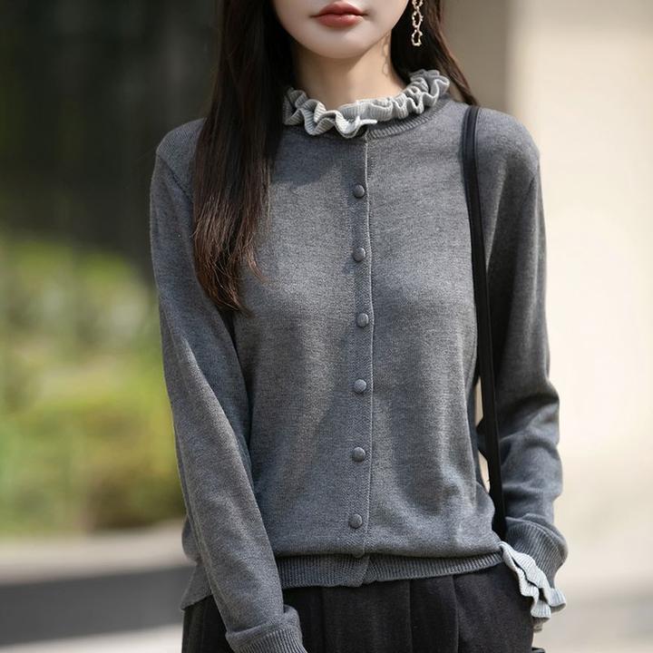 正品撤柜剪标羊毛衫木耳花边针织衫开衫秋冬新款气质爆款洋气新款