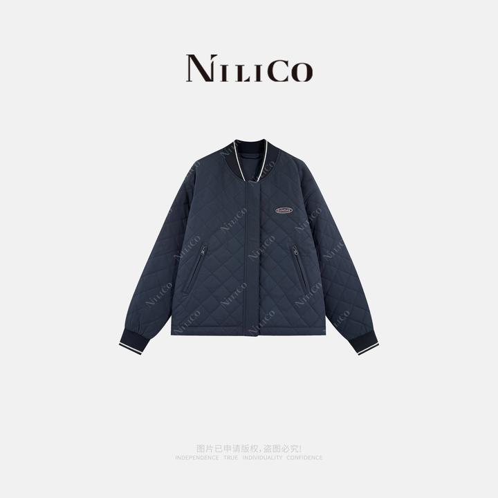 NILICO【蓝色天空】男女同款青春减龄羽棉绗格百搭棒球领棉服