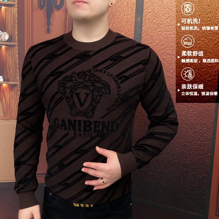 《V头美人》秋冬针织新款休闲高端帅气时尚简约修身轻奢套头潮流