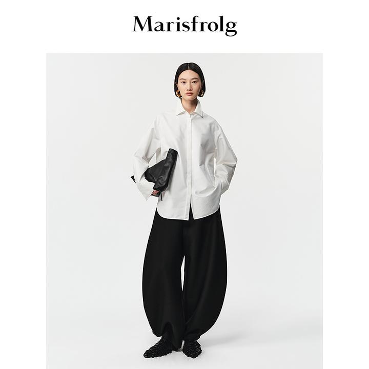 Marisfrolg玛丝菲尔25年新款白色气质显瘦经典百搭衬衫A1FZ42939