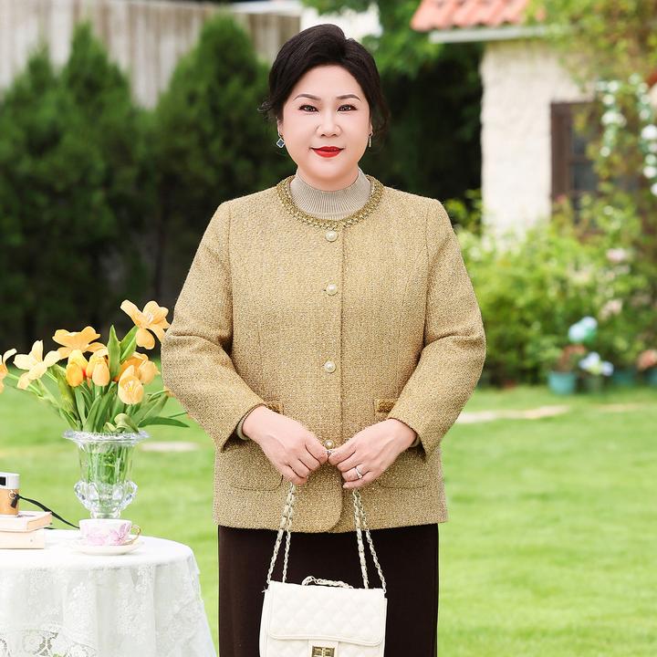 胖妈妈秋季小香风外套大码奶奶衣服中老年洋气高贵气质加大码上衣