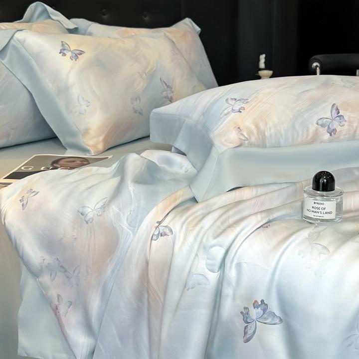 水星新家纺轻奢风A类100%莱赛尔天丝夏凉被四件套裸睡夏季空调薄