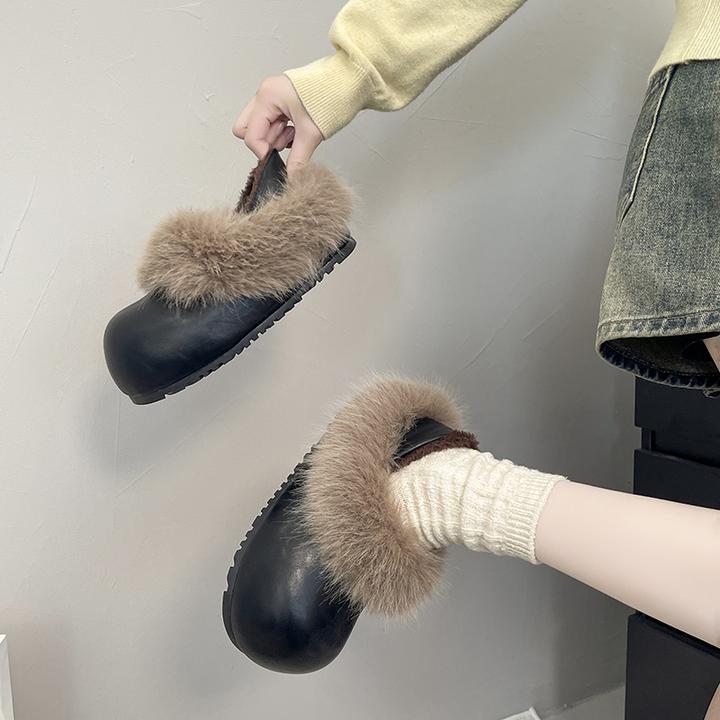 复古加厚保暖厚底棉鞋女冬2025新款百搭增高加厚两穿毛毛勃肯鞋子