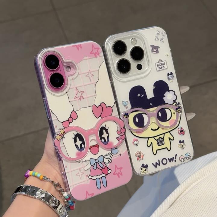甜心吉立体星星眼镜适用苹果16手机壳华为vivo小米15oppo卡通女
