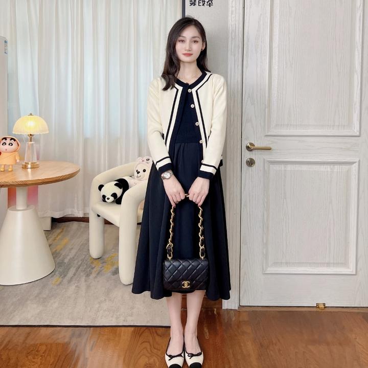 辣妈孕妇春装2025春装新款精致小香风孕妇套装拼接连衣裙外套春秋