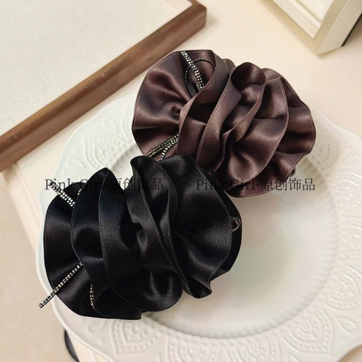 Pink Girl  X338原创气质百搭优雅缎带香蕉夹复古温柔高马尾竖夹