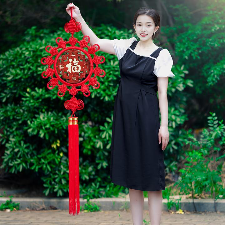 天翊吉锦纶中国结大号福字客厅玄关电视背景墙卧室五福中国结挂件