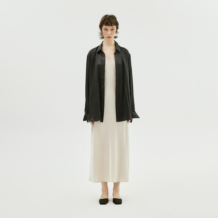 AP洛哥26810X【黑标/桑波】桑蚕丝条纹提花黑色经典知识分子风衬衫