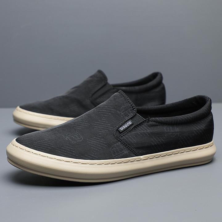 春秋新款帆布鞋男低帮厚底透气休闲鞋懒人百搭冰丝布鞋男格子板鞋