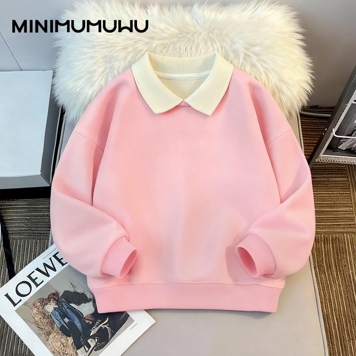 儿童冬季上衣女中小童加绒加厚童装保暖男童洋气卫衣卡通新款长袖