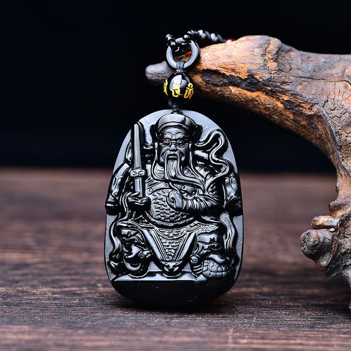 天然黑曜石真武大帝吊坠玄天上帝男女款中国风道家饰品吉祥物挂件