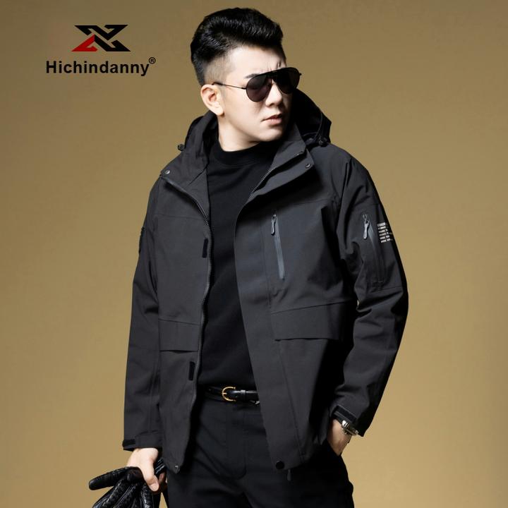 HICHIN户外冲锋衣男女春秋新款休闲连帽登山服防风夹克外套情侣款