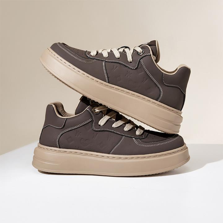 YEARCON/意尔康印花休闲皮鞋牛皮真皮商务低帮厚底透气复古百搭男