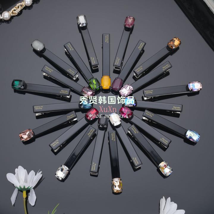 韩国BF7.5CM长方钻鸭嘴夹发夹子发卡ins小众饰品小件饰品发饰刘海