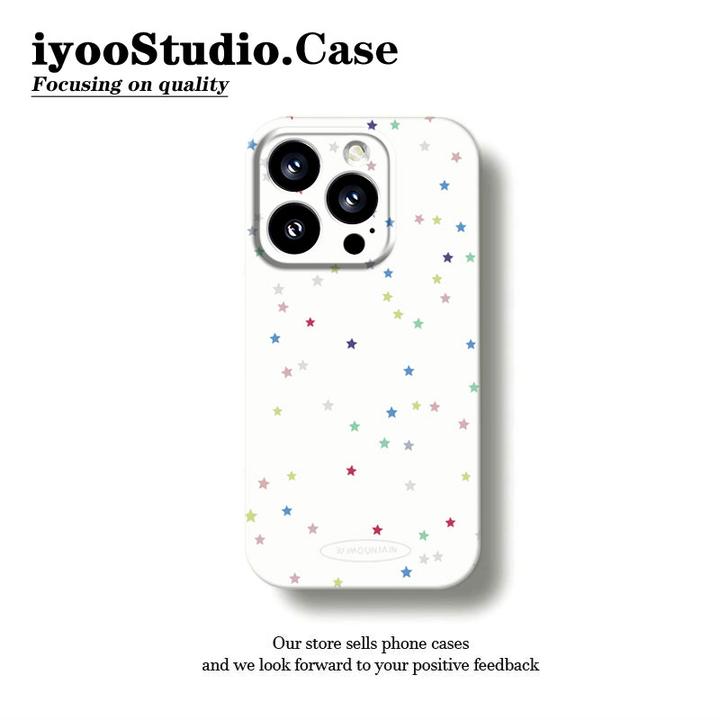 创意彩色小星星适用苹果16promax15手机壳菲林壳华为OPPO小米VIVO